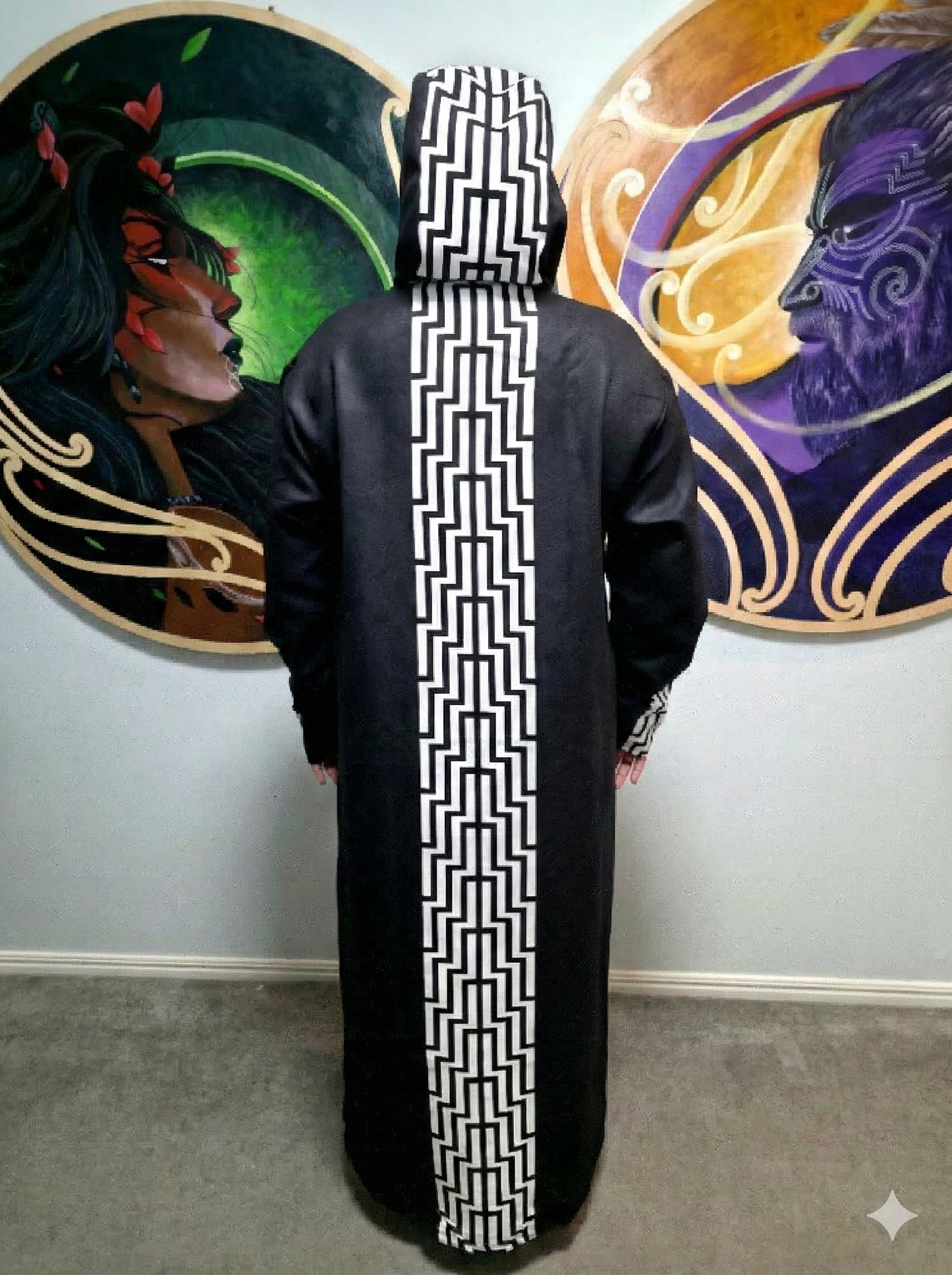 Poutama Lightweight Denim Jacket - Black and white