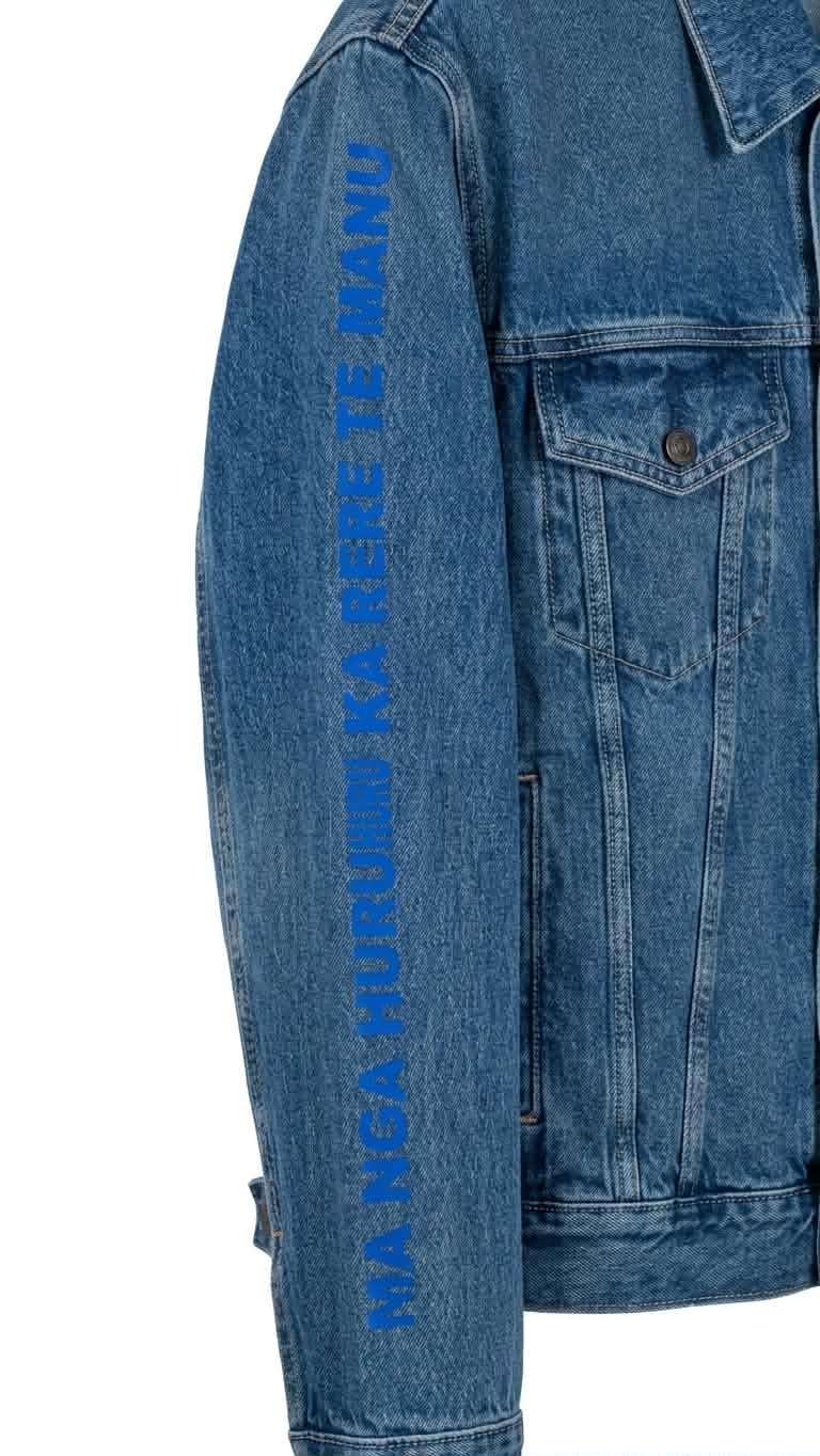 One-Off Denim Jacket | Mā ngā huruhuru ka rere te manu