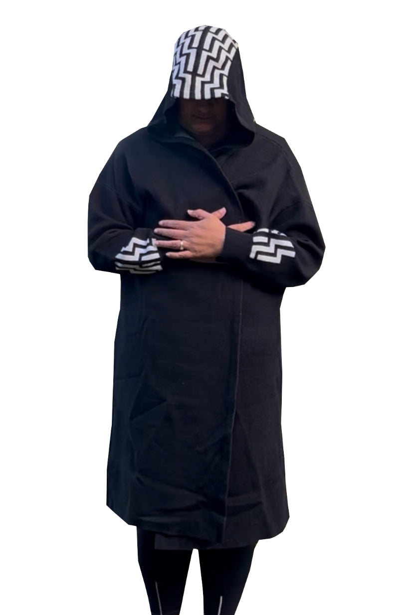 Poutama Hooded Kākahu (Cardigan)
