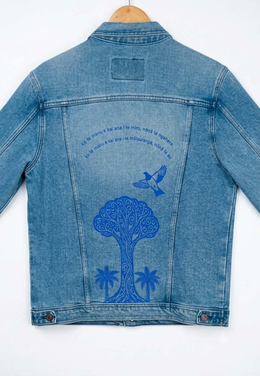 💙 One-Off Upcycled Denim Jacket | Ko te manu e kai ana i te miro...