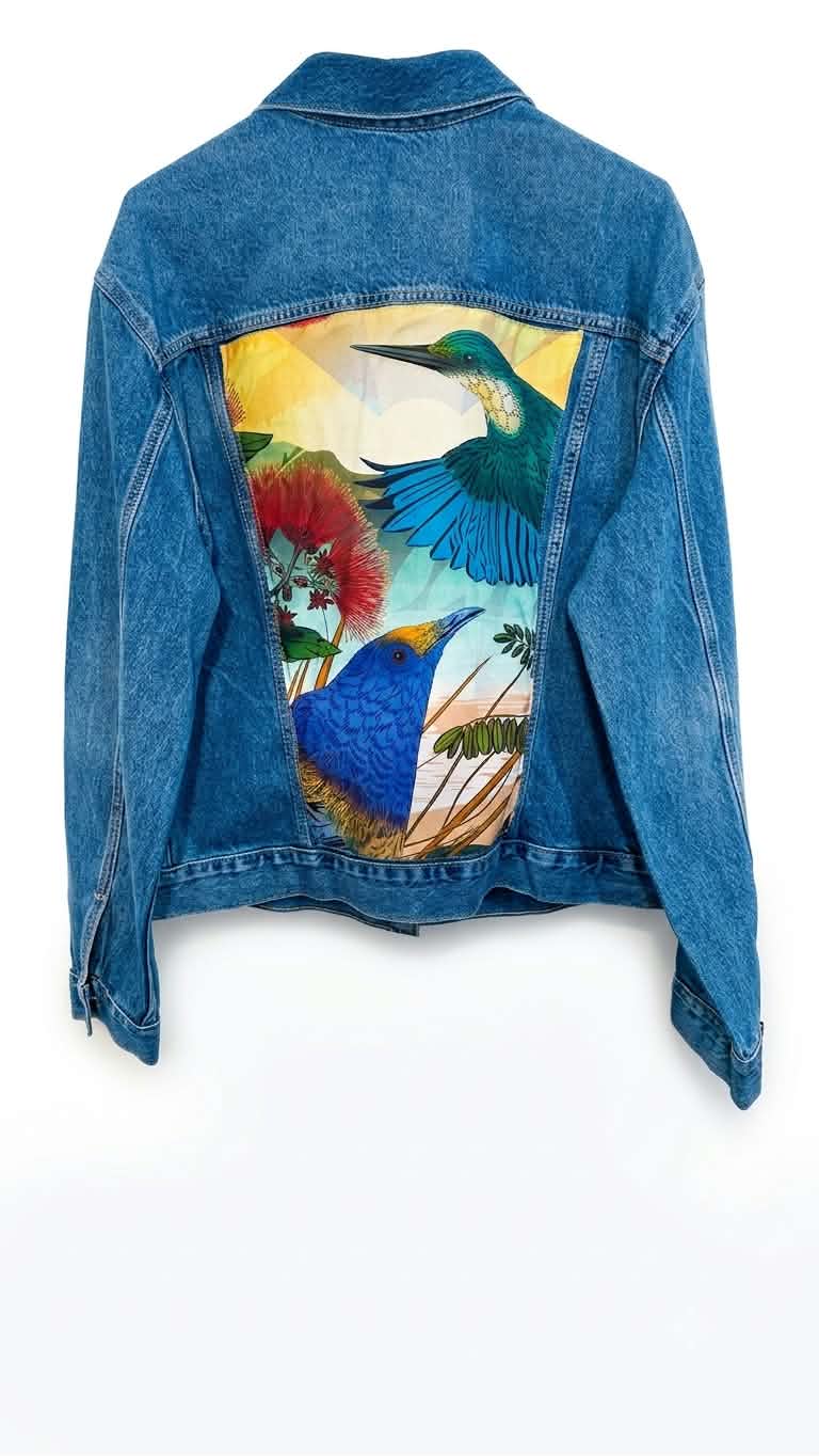 One-Off Denim Jacket | Mā ngā huruhuru ka rere te manu