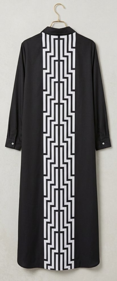 BLACK AND WHITE POUTAMA SATIN MAXI